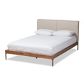 Baxton Studio Aveneil Beige Upholstered Walnut Finished Queen Size Platform Bed 149-8775